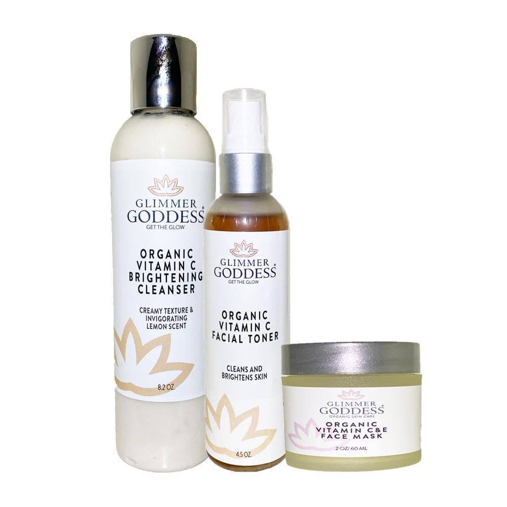 Fav Naomi Vitamin C Organic 3-Step Brightening & Cleansing Kit – luxury organic skincare set for radiant, youthful skin.