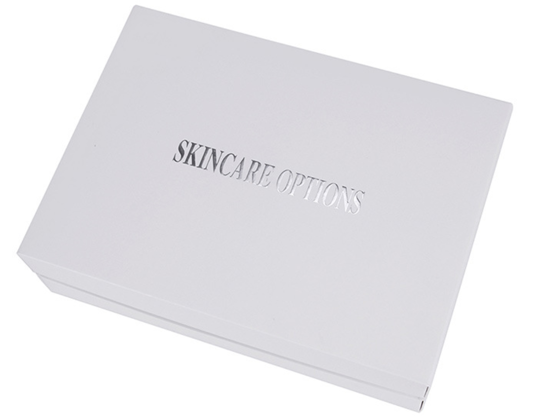 ackaging—6-in-1 photon EMS facial & body massager with box and charger.