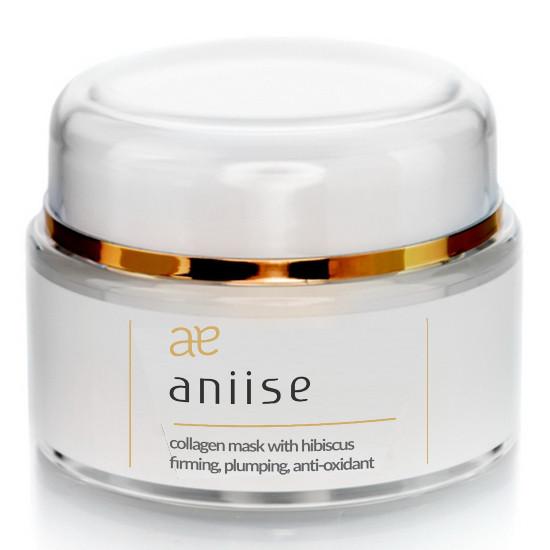 Aniise Collagen + Hibiscus Firming Face Mask in 50 ml jar—anti-aging, plumping wash-off mask for dry, dull skin.