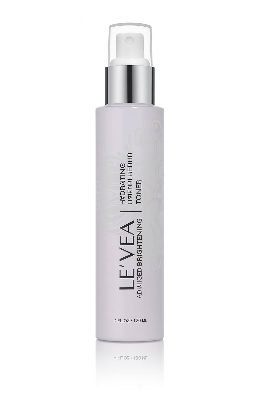 5K ultra-HD image of LE’VEA Hydrating Phyto-Repair Toner in a sleek lavender bottle with a silver pump and clear cap, advanced brightening and anti-aging facial toner designed to hydrate, soothe, and rejuvenate the skin.