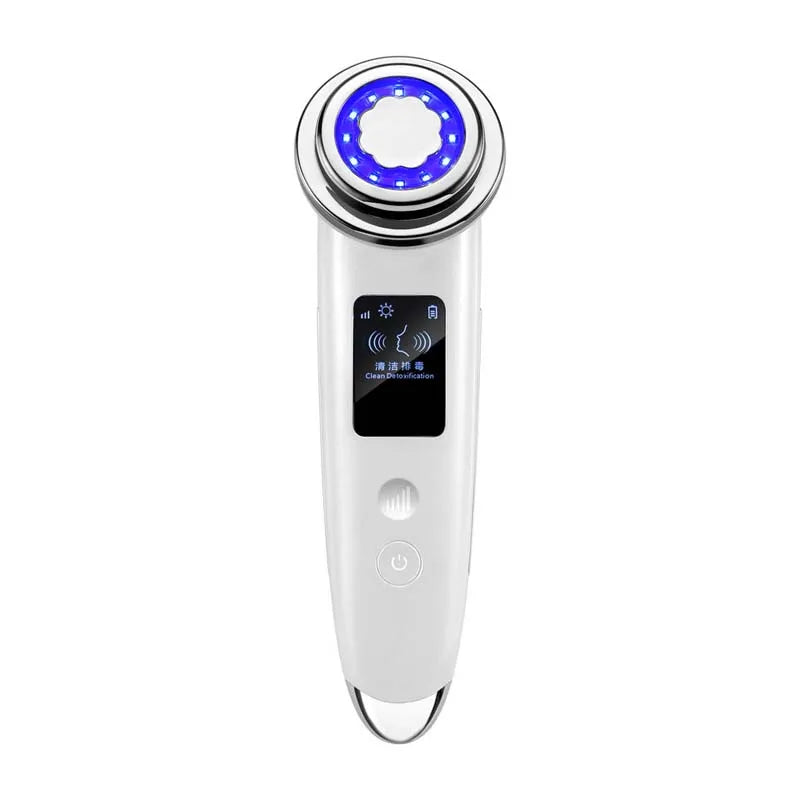 White LED skin rejuvenation wand with blue light ring.