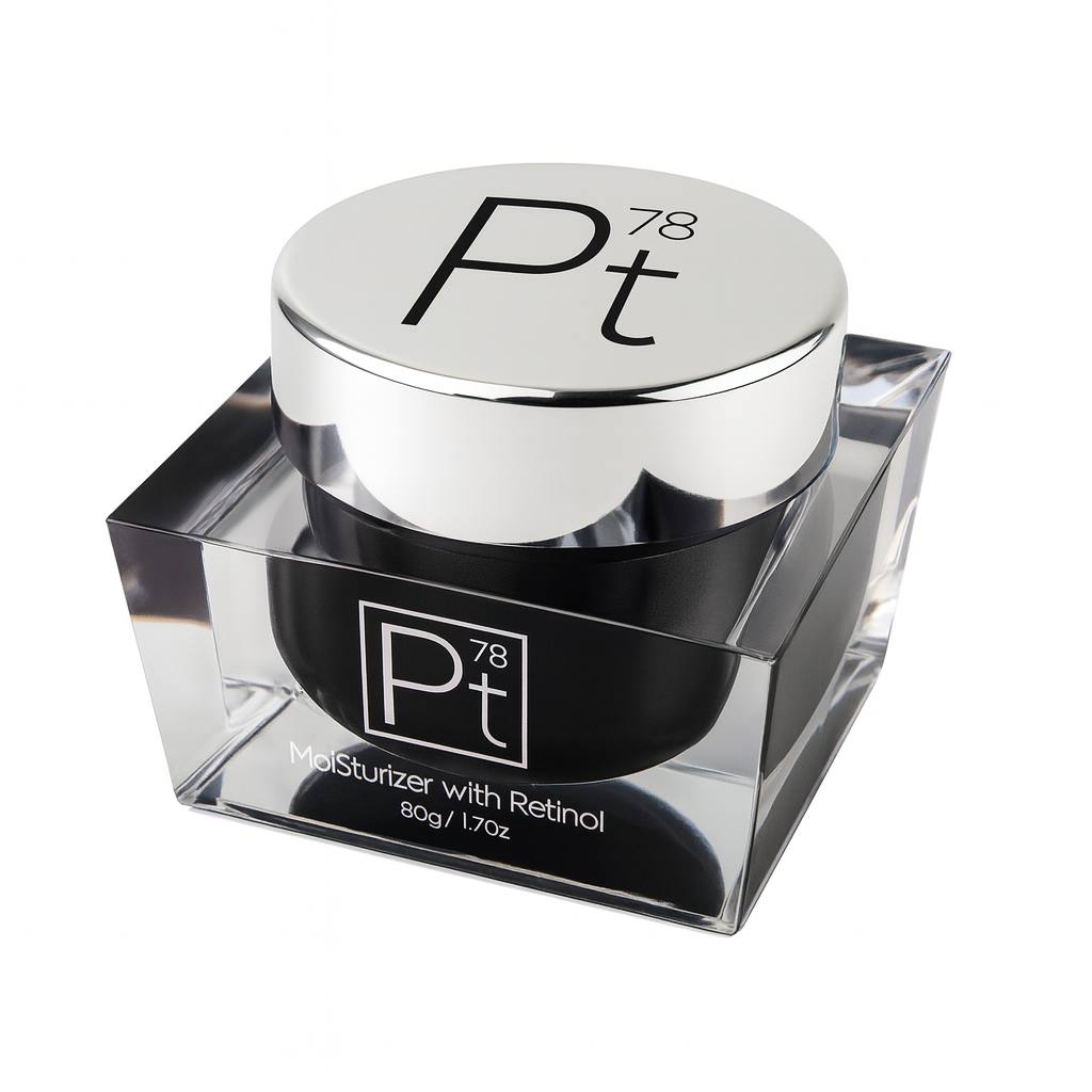 Platinum Lux Anti-Aging Moisturizer crystal jar close-up with reflective silver cap on white background