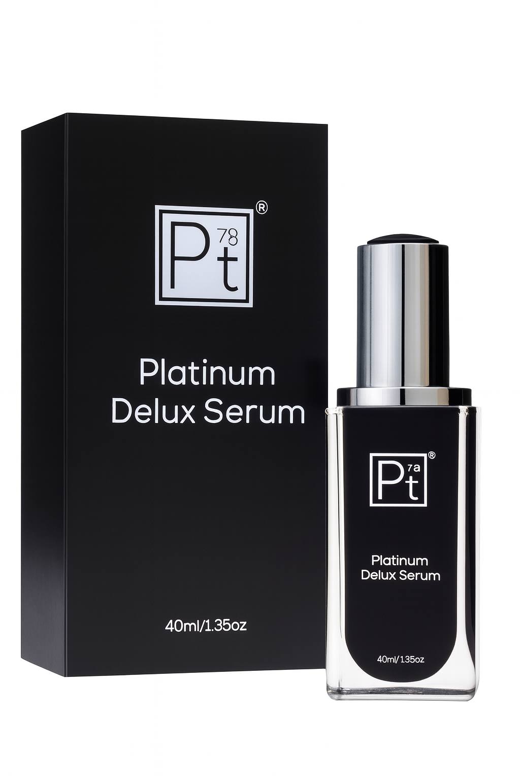 Platinum Delux Serum 40 mL with gift box — luxury black packaging