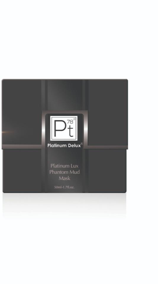 Platinum Lux Phantom Mud Mask black packaging set front view”