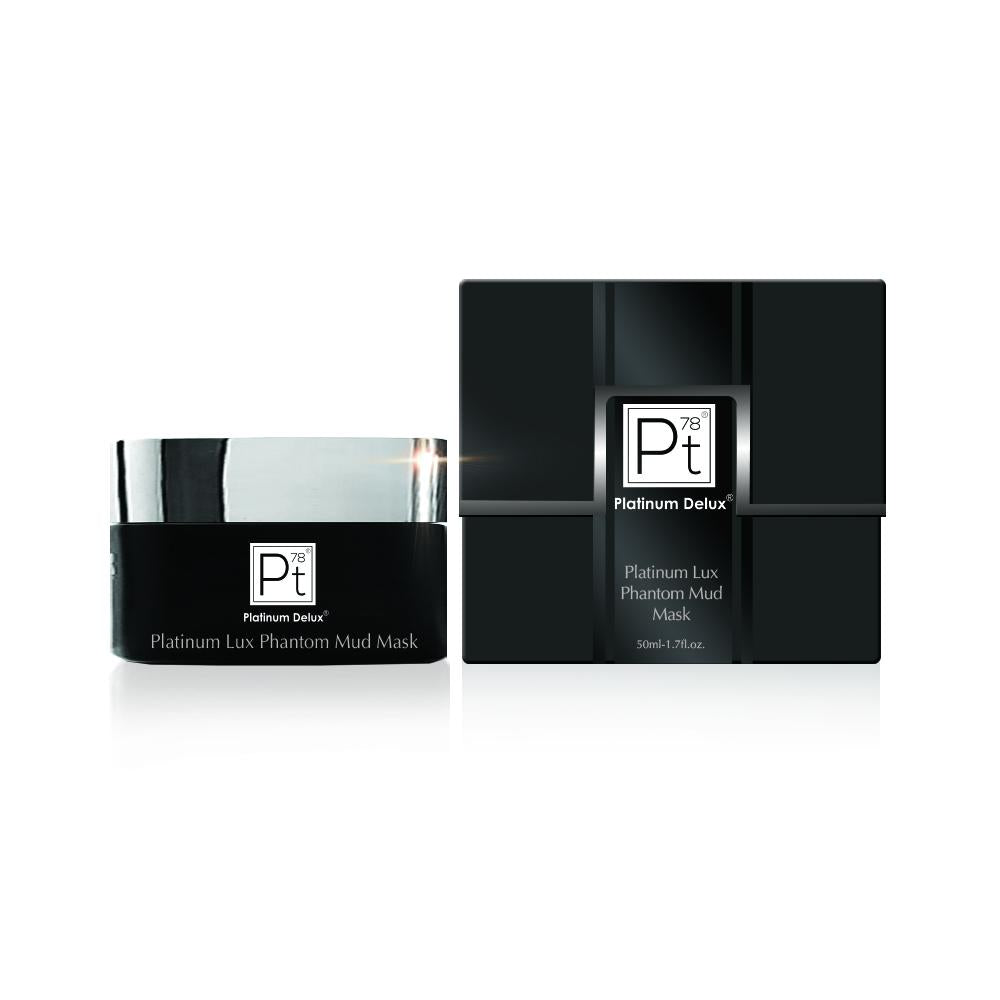 Platinum Lux Phantom Mud Mask jar and box on white background