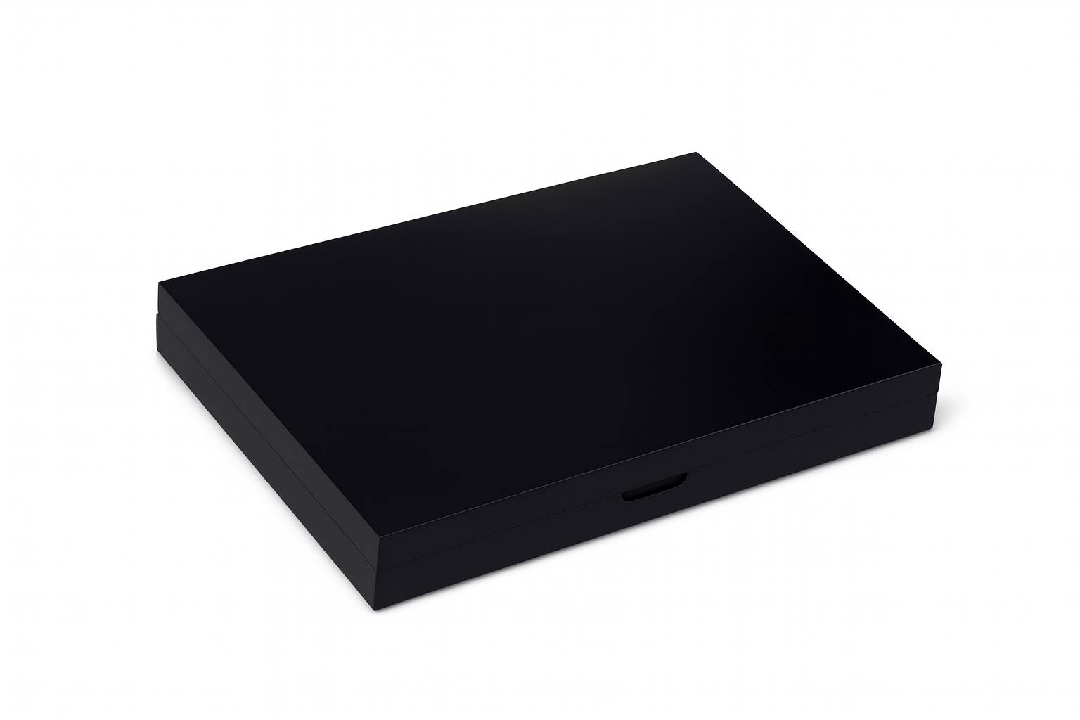 Sleek black closed makeup palette case with minimalist design, premium cosmetic kit packaging for all-in-one beauty collection